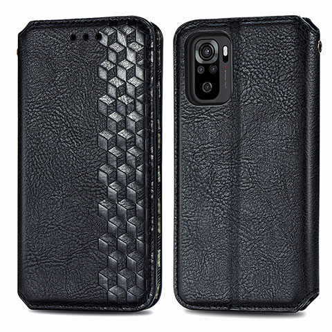 Funda de Cuero Cartera con Soporte Carcasa S01D para Xiaomi Redmi Note 10S 4G Negro