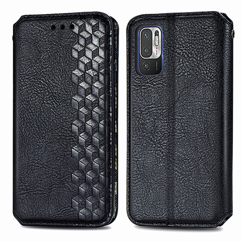 Funda de Cuero Cartera con Soporte Carcasa S01D para Xiaomi Redmi Note 10T 5G Negro