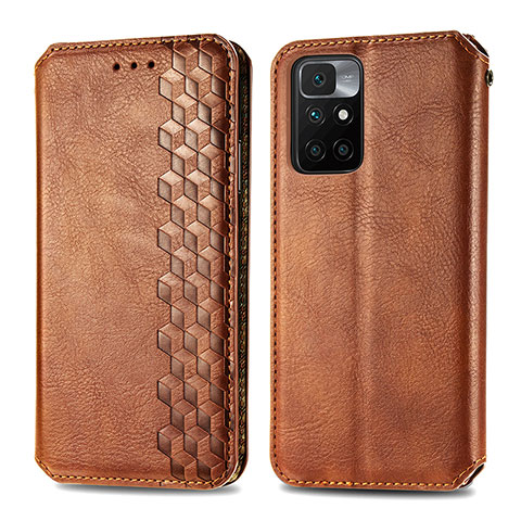 Funda de Cuero Cartera con Soporte Carcasa S01D para Xiaomi Redmi Note 11 4G (2021) Marron