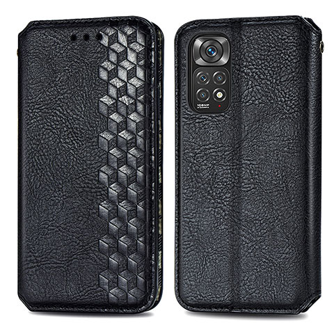 Funda de Cuero Cartera con Soporte Carcasa S01D para Xiaomi Redmi Note 11 4G (2022) Negro