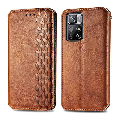 Funda de Cuero Cartera con Soporte Carcasa S01D para Xiaomi Redmi Note 11 5G Marron