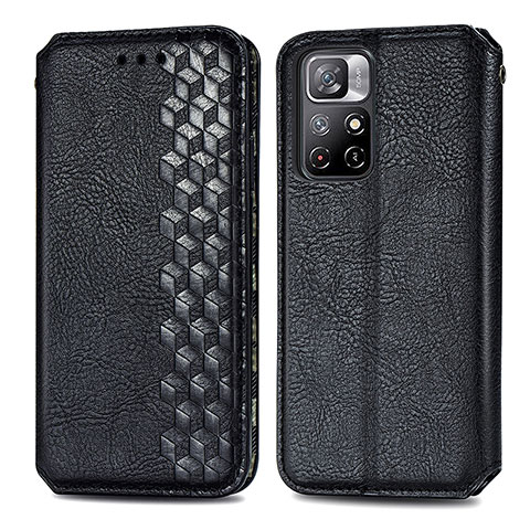 Funda de Cuero Cartera con Soporte Carcasa S01D para Xiaomi Redmi Note 11 5G Negro