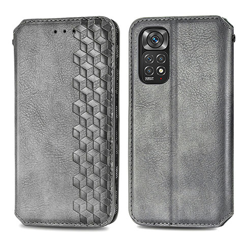 Funda de Cuero Cartera con Soporte Carcasa S01D para Xiaomi Redmi Note 11 Pro 4G Gris