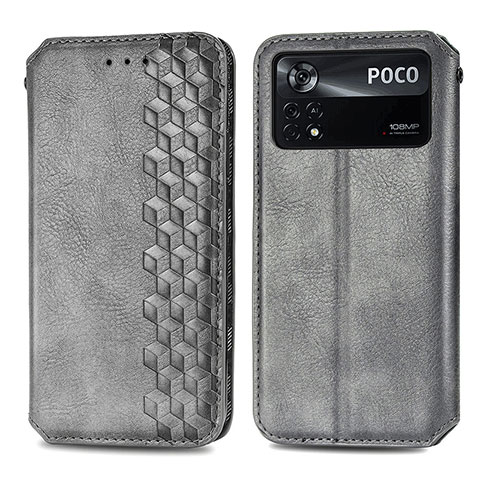 Funda de Cuero Cartera con Soporte Carcasa S01D para Xiaomi Redmi Note 11E Pro 5G Gris