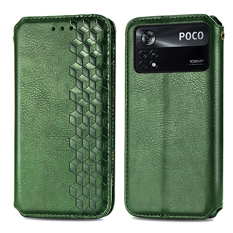 Funda de Cuero Cartera con Soporte Carcasa S01D para Xiaomi Redmi Note 11E Pro 5G Verde