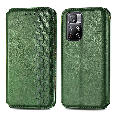 Funda de Cuero Cartera con Soporte Carcasa S01D para Xiaomi Redmi Note 11T 5G Verde