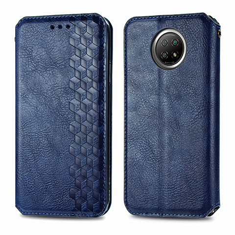 Funda de Cuero Cartera con Soporte Carcasa S01D para Xiaomi Redmi Note 9 5G Azul