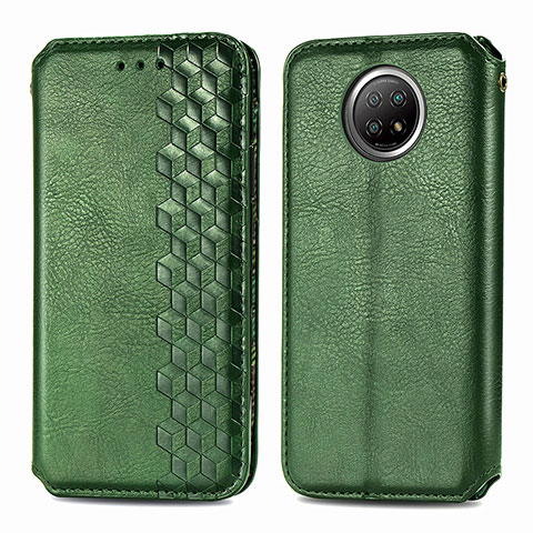 Funda de Cuero Cartera con Soporte Carcasa S01D para Xiaomi Redmi Note 9 5G Verde