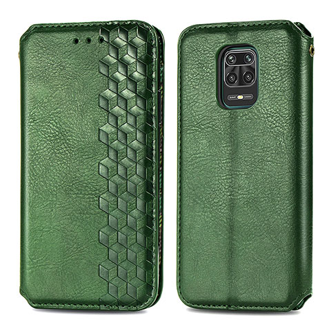 Funda de Cuero Cartera con Soporte Carcasa S01D para Xiaomi Redmi Note 9 Pro Verde