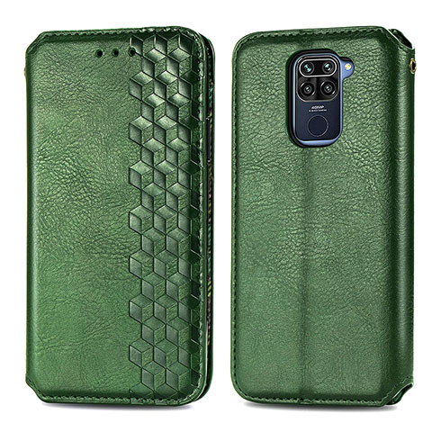 Funda de Cuero Cartera con Soporte Carcasa S01D para Xiaomi Redmi Note 9 Verde