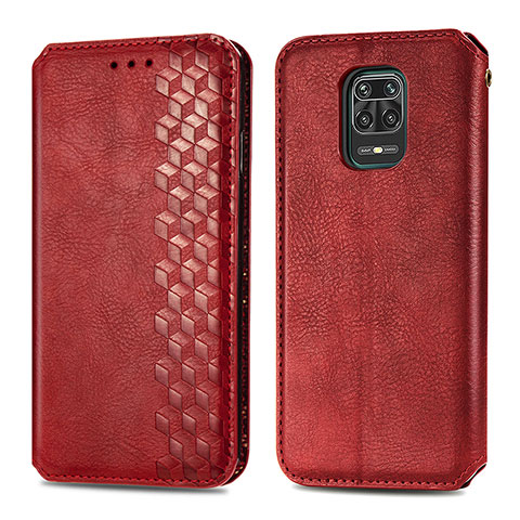 Funda de Cuero Cartera con Soporte Carcasa S01D para Xiaomi Redmi Note 9S Rojo