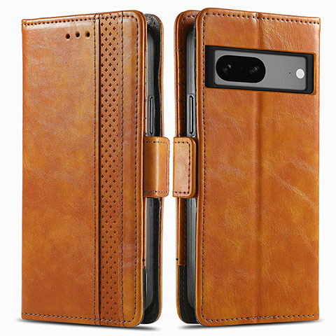 Funda de Cuero Cartera con Soporte Carcasa S02D para Google Pixel 7 5G Marron Claro