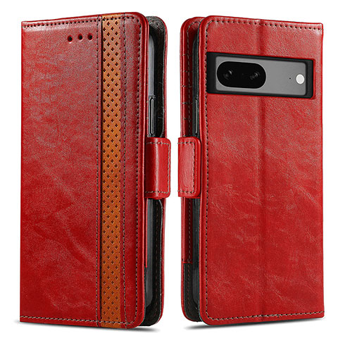 Funda de Cuero Cartera con Soporte Carcasa S02D para Google Pixel 7a 5G Rojo