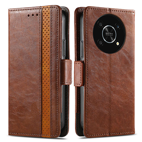 Funda de Cuero Cartera con Soporte Carcasa S02D para Huawei Enjoy 50 Pro Marron