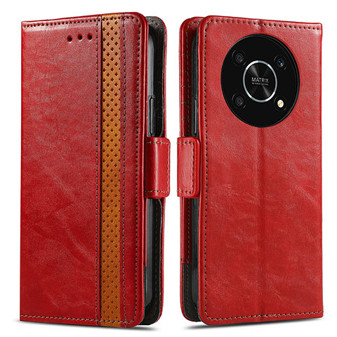 Funda de Cuero Cartera con Soporte Carcasa S02D para Huawei Enjoy 50 Pro Rojo