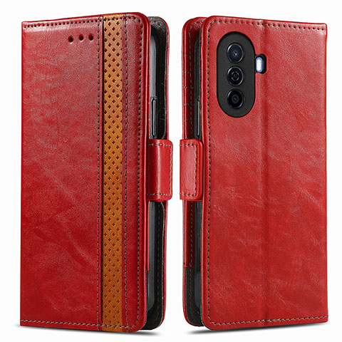 Funda de Cuero Cartera con Soporte Carcasa S02D para Huawei Enjoy 50 Rojo