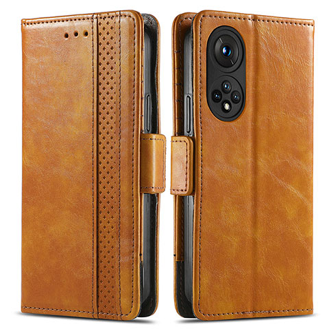 Funda de Cuero Cartera con Soporte Carcasa S02D para Huawei Honor 50 5G Marron Claro