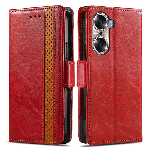 Funda de Cuero Cartera con Soporte Carcasa S02D para Huawei Honor 60 5G Rojo