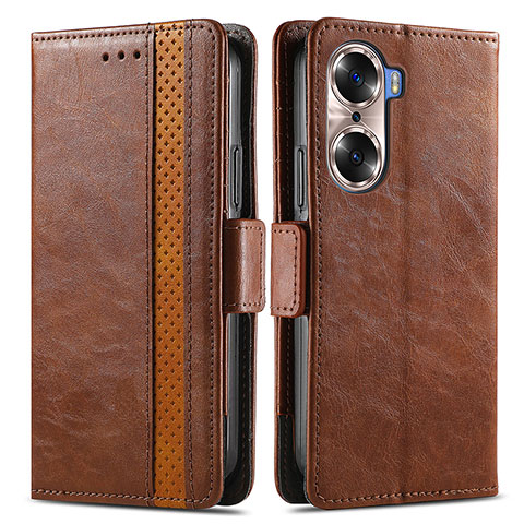 Funda de Cuero Cartera con Soporte Carcasa S02D para Huawei Honor 60 Pro 5G Marron