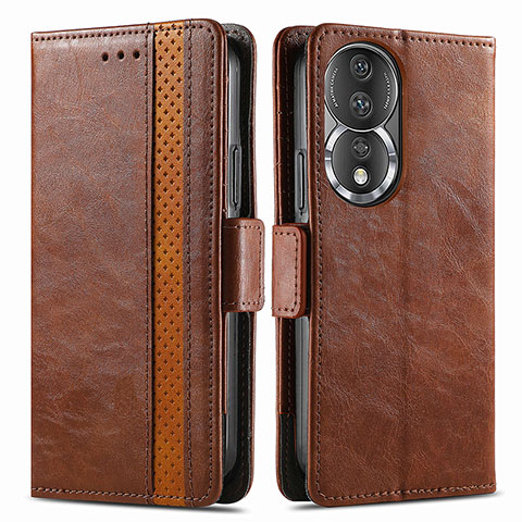 Funda de Cuero Cartera con Soporte Carcasa S02D para Huawei Honor 80 5G Marron