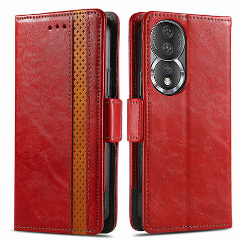 Funda de Cuero Cartera con Soporte Carcasa S02D para Huawei Honor 80 5G Rojo