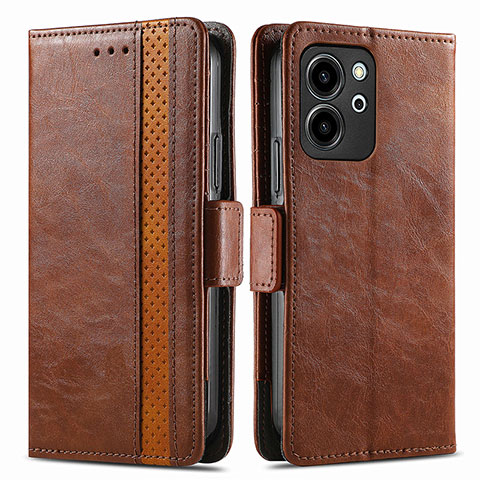 Funda de Cuero Cartera con Soporte Carcasa S02D para Huawei Honor 80 SE 5G Marron