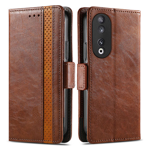 Funda de Cuero Cartera con Soporte Carcasa S02D para Huawei Honor 90 5G Marron