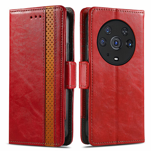 Funda de Cuero Cartera con Soporte Carcasa S02D para Huawei Honor Magic3 Pro 5G Rojo