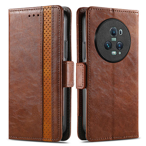 Funda de Cuero Cartera con Soporte Carcasa S02D para Huawei Honor Magic5 Pro 5G Marron