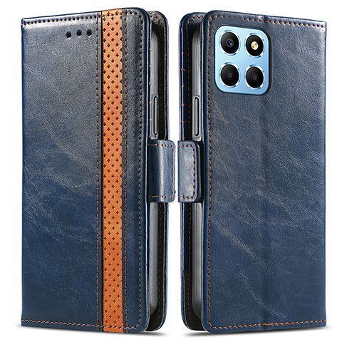 Funda de Cuero Cartera con Soporte Carcasa S02D para Huawei Honor X6 Azul