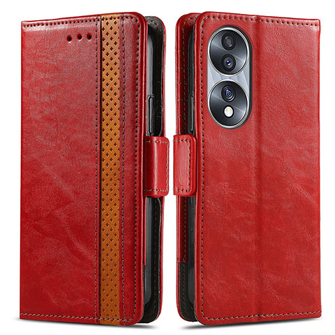 Funda de Cuero Cartera con Soporte Carcasa S02D para Huawei Honor X7b Rojo