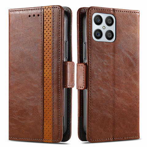 Funda de Cuero Cartera con Soporte Carcasa S02D para Huawei Honor X8 4G Marron