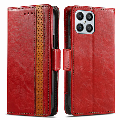 Funda de Cuero Cartera con Soporte Carcasa S02D para Huawei Honor X8 4G Rojo