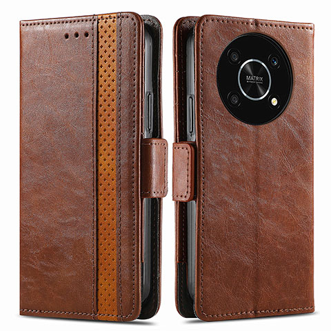 Funda de Cuero Cartera con Soporte Carcasa S02D para Huawei Honor X9 5G Marron