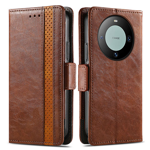 Funda de Cuero Cartera con Soporte Carcasa S02D para Huawei Mate 60 Marron