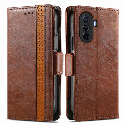 Funda de Cuero Cartera con Soporte Carcasa S02D para Huawei Nova Y70 Marron