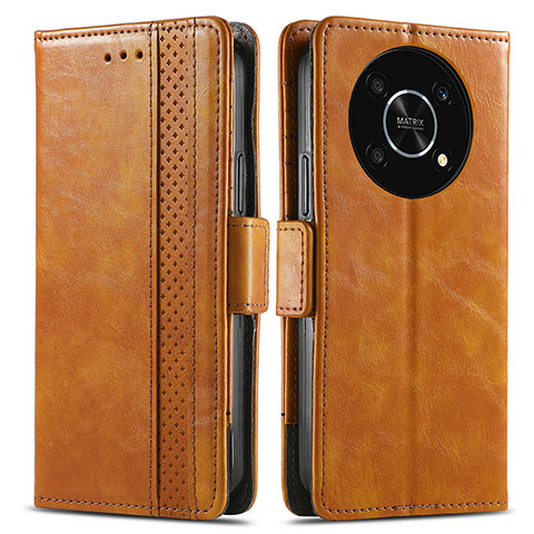 Funda de Cuero Cartera con Soporte Carcasa S02D para Huawei Nova Y90 Marron Claro