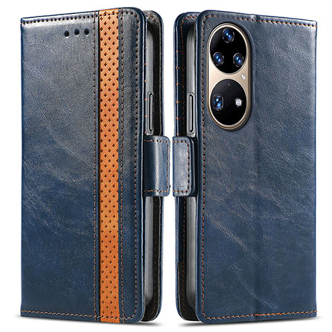 Funda de Cuero Cartera con Soporte Carcasa S02D para Huawei P50 Azul