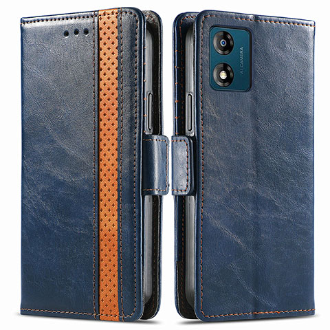 Funda de Cuero Cartera con Soporte Carcasa S02D para Motorola Moto E13 Azul