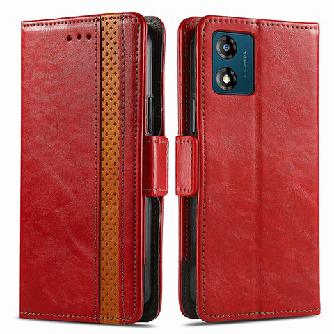 Funda de Cuero Cartera con Soporte Carcasa S02D para Motorola Moto E13 Rojo