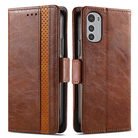 Funda de Cuero Cartera con Soporte Carcasa S02D para Motorola Moto E32s Marron