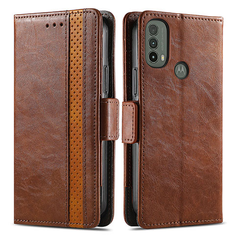 Funda de Cuero Cartera con Soporte Carcasa S02D para Motorola Moto E40 Marron