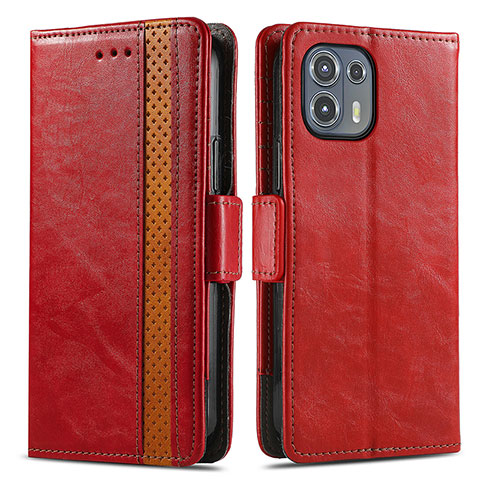 Funda de Cuero Cartera con Soporte Carcasa S02D para Motorola Moto Edge 20 Lite 5G Rojo