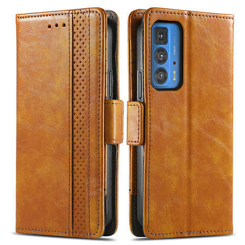 Funda de Cuero Cartera con Soporte Carcasa S02D para Motorola Moto Edge 20 Pro 5G Marron Claro