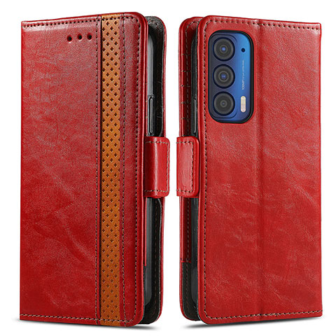 Funda de Cuero Cartera con Soporte Carcasa S02D para Motorola Moto Edge (2021) 5G Rojo