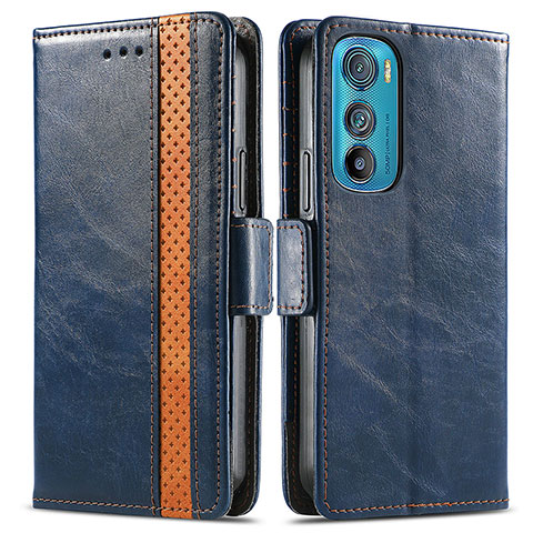 Funda de Cuero Cartera con Soporte Carcasa S02D para Motorola Moto Edge 30 5G Azul