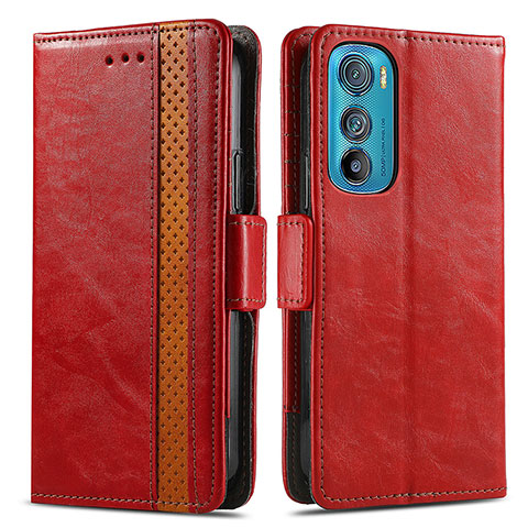 Funda de Cuero Cartera con Soporte Carcasa S02D para Motorola Moto Edge 30 5G Rojo