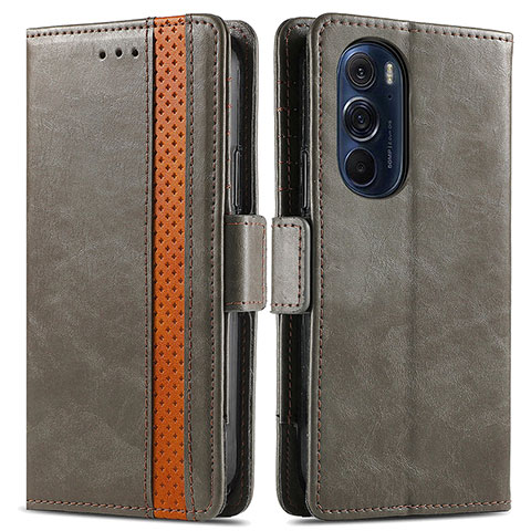 Funda de Cuero Cartera con Soporte Carcasa S02D para Motorola Moto Edge Plus (2022) 5G Gris