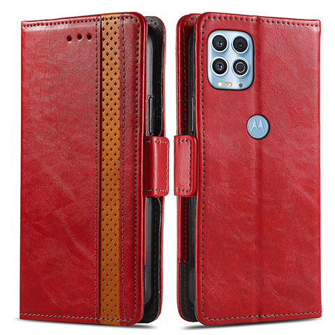 Funda de Cuero Cartera con Soporte Carcasa S02D para Motorola Moto Edge S 5G Rojo