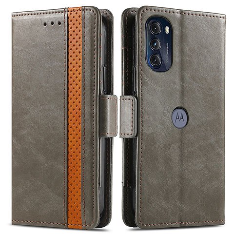 Funda de Cuero Cartera con Soporte Carcasa S02D para Motorola Moto G 5G (2022) Gris